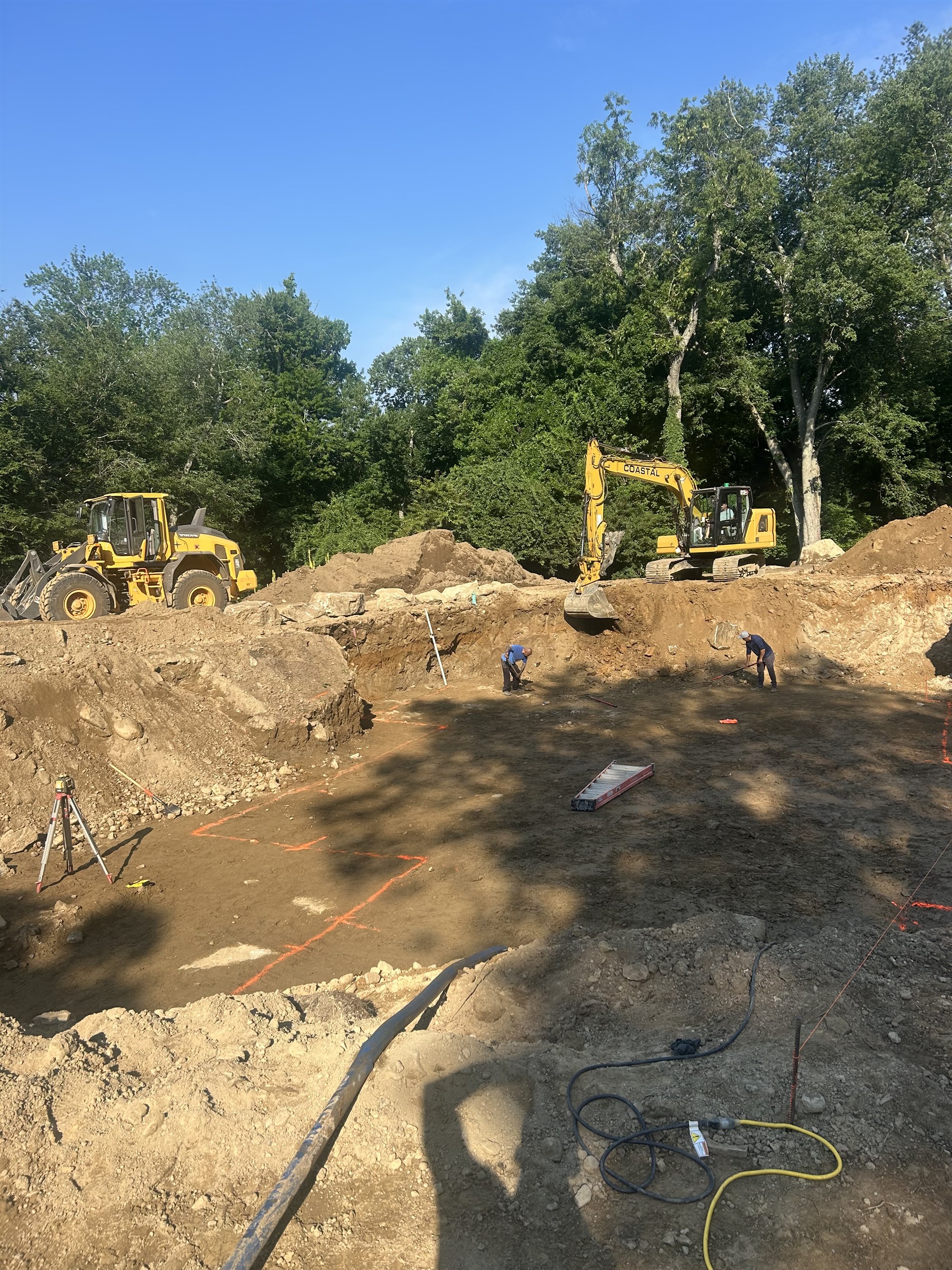 CLH excavation and grading with survey stakes on a Connecticut site